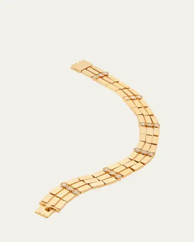 Ileana Makri 18K Yellow Gold Stepping Stone Multi Bracelet with White Diamonds | Thumbnail 3