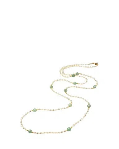 Ben-Amun Hippie Jade Bead & Pearly Long Necklace | Thumbnail 1