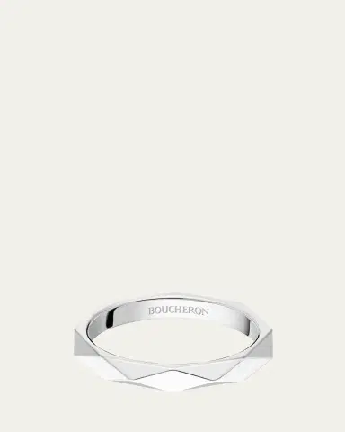 Boucheron Facette Medium Platinum Wedding Band Ring, Size 53 | Thumbnail 6