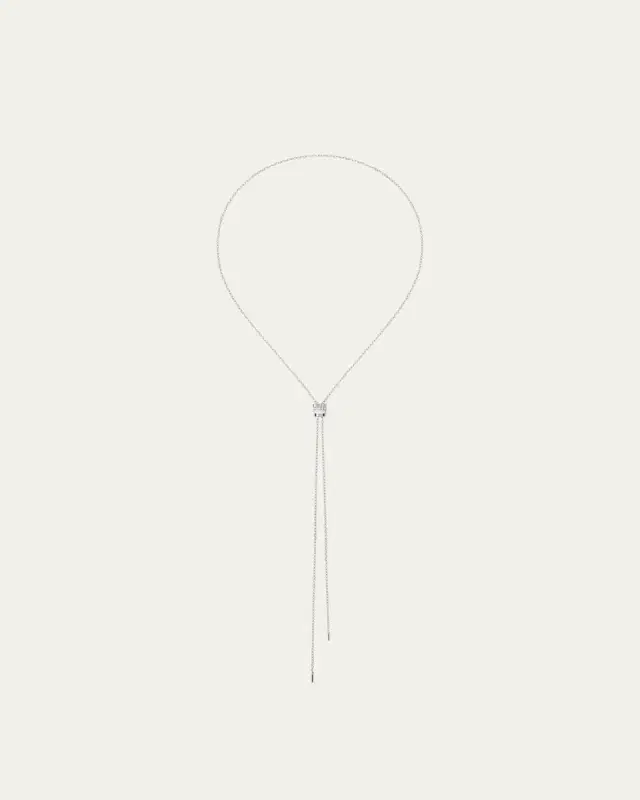 Quatre Double White Edition Small 18K White Gold Tie Necklace