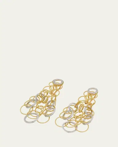 Buccellati Hawaii 18K Gold and Diamond Short Pendant Earrings, 7cm | Thumbnail 2
