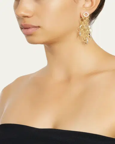 Buccellati Hawaii 18K Gold and Diamond Short Pendant Earrings, 7cm | Thumbnail 4