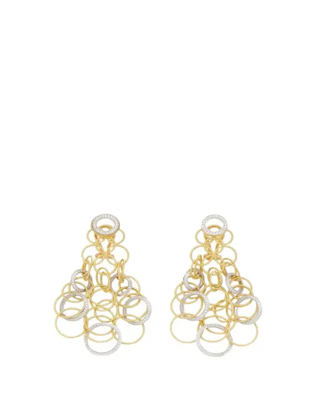 Hawaii 18K Gold and Diamond Short Pendant Earrings, 7cm