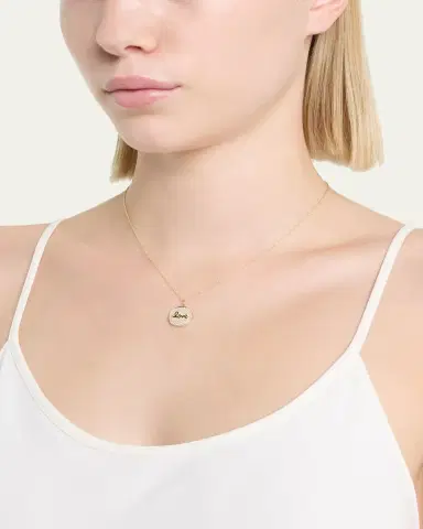 Sydney Evan Diamond Love Script Medallion Necklace | Thumbnail 2 Sydney Evan Diamond Love Script Medallion Necklace | Thumbnail 2