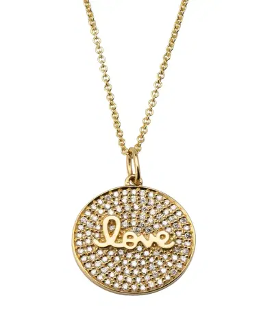 Sydney Evan Diamond Love Script Medallion Necklace | Thumbnail 1 Sydney Evan Diamond Love Script Medallion Necklace | Thumbnail 1