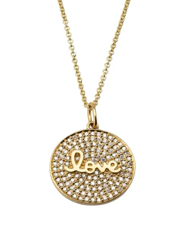Sydney Evan Diamond Love Script Medallion Necklace
