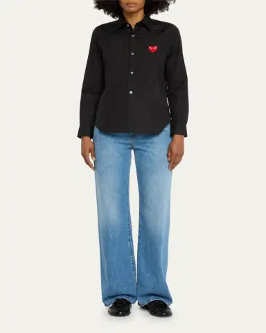 CDG Play Logo-Patch Woven Cotton Button-Front Shirt | Thumbnail 2 CDG Play Logo-Patch Woven Cotton Button-Front Shirt | Thumbnail 2