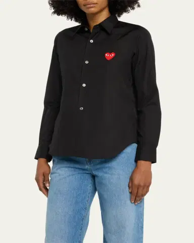 CDG Play Logo-Patch Woven Cotton Button-Front Shirt | Thumbnail 4 CDG Play Logo-Patch Woven Cotton Button-Front Shirt | Thumbnail 4