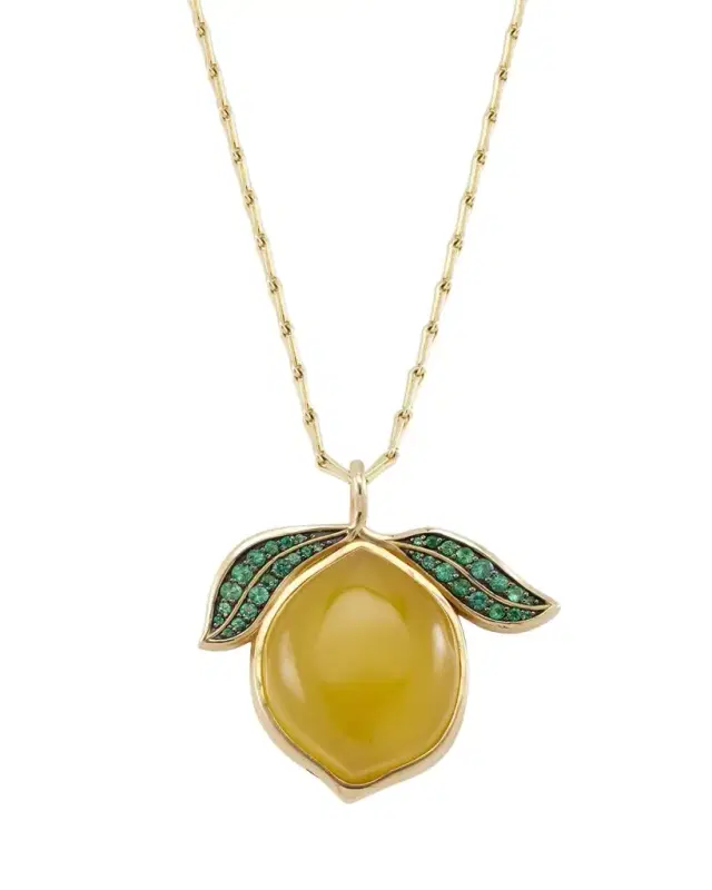 Brent Neale Yellow Opal and Green Emerald Lemon Pendant Necklace