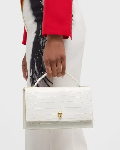 Alexander McQueen Medium Skull Croc-Embossed Top-Handle Bag | Thumbnail 3 Alexander McQueen Medium Skull Croc-Embossed Top-Handle Bag | Thumbnail 3