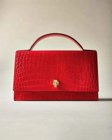 Alexander McQueen Medium Skull Croc-Embossed Top-Handle Bag | Thumbnail 4 Alexander McQueen Medium Skull Croc-Embossed Top-Handle Bag | Thumbnail 4