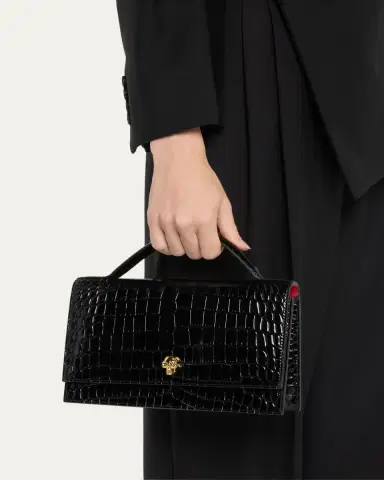 Alexander McQueen Medium Skull Croc-Embossed Top-Handle Bag | Thumbnail 9 Alexander McQueen Medium Skull Croc-Embossed Top-Handle Bag | Thumbnail 9