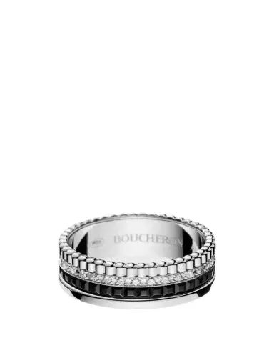 Boucheron Quatre Small Ring in White Gold with Diamonds and Black PVD | Thumbnail 1 Boucheron Quatre Small Ring in White Gold with Diamonds and Black PVD | Thumbnail 1