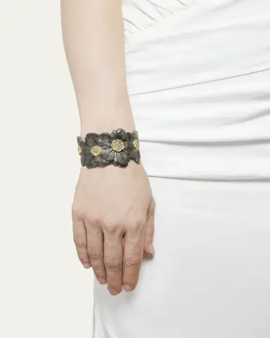 Buccellati Blossom Gardenia Cuff in Burnished Silver | Thumbnail 2