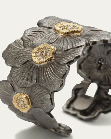 Buccellati Blossom Gardenia Cuff in Burnished Silver | Thumbnail 3