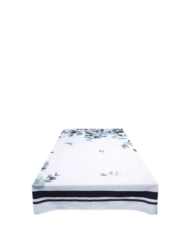 The Lino Eucalyptus Navy Tablecloth, 71" x 144"