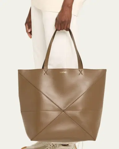 Loewe Puzzle Fold Large Tote Bag in Shiny Leather | Thumbnail 2