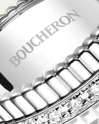 Boucheron 18K White Gold Large Quatre Double Ring with White HyCeram and Diamonds | Thumbnail 3