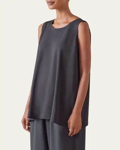 Eskandar A-Line Round-Neck Long Shell Top | Thumbnail 2
