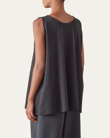 Eskandar A-Line Round-Neck Long Shell Top | Thumbnail 3