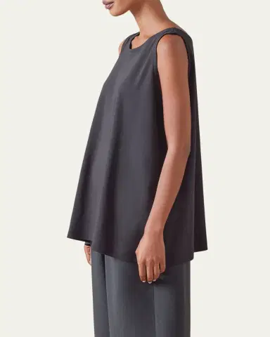 Eskandar A-Line Round-Neck Long Shell Top | Thumbnail 4