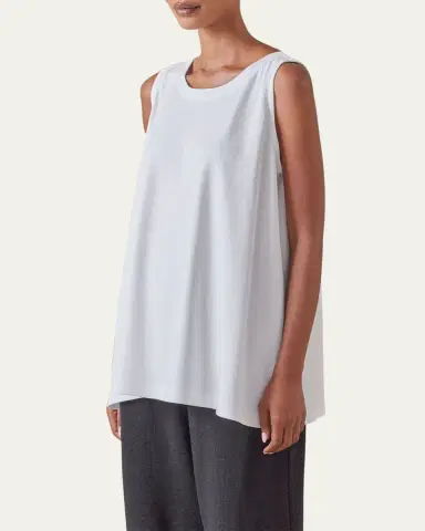 Eskandar A-Line Round-Neck Long Shell Top | Thumbnail 7