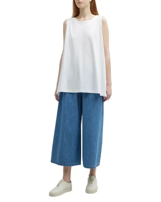 Eskandar A-Line Round-Neck Long Shell Top