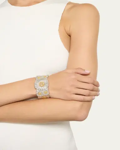 Buccellati Silver and 18K Gold Daisy Blossoms Bracelet with Diamonds | Thumbnail 2
