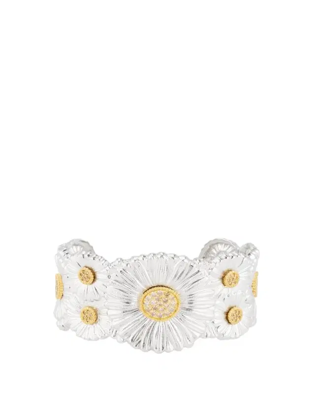 Silver and 18K Gold Daisy Blossoms Bracelet with Diamonds
