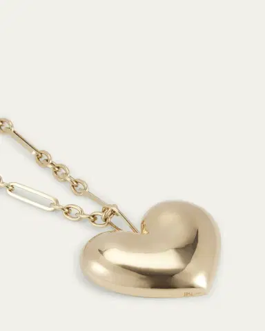 Brent Neale All Gold Puff Heart Pendant on Chain Necklace, 18"L | Thumbnail 4