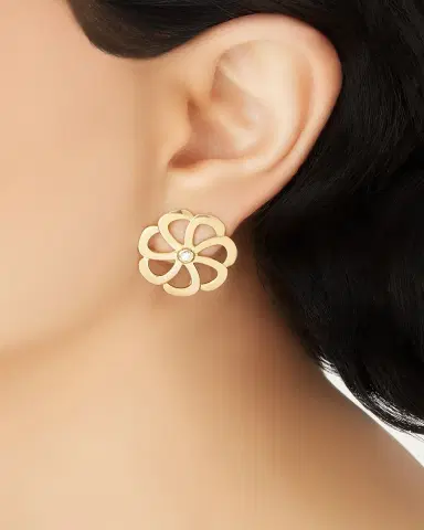 L. Klein 18k Gold Flora Diamond Stud Earrings | Thumbnail 2
