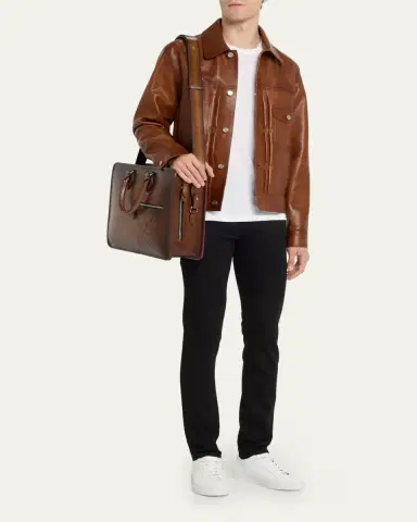 Berluti Men's Deux Jours Scritto Swipe Leather Briefcase | Thumbnail 5 Berluti Men's Deux Jours Scritto Swipe Leather Briefcase | Thumbnail 5