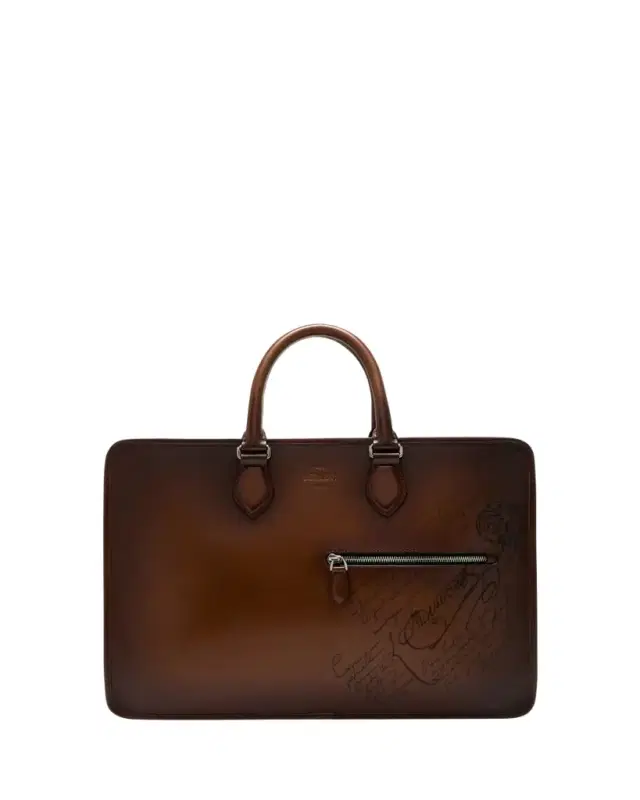 Berluti Men's Deux Jours Scritto Swipe Leather Briefcase