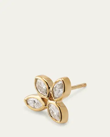 Sydney Evan 14K Yellow Gold Marquise Diamond Flower Stud Earring, Single | Thumbnail 3