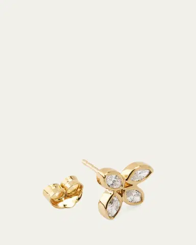 Sydney Evan 14K Yellow Gold Marquise Diamond Flower Stud Earring, Single | Thumbnail 4