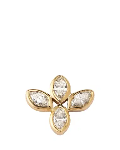 Sydney Evan 14K Yellow Gold Marquise Diamond Flower Stud Earring, Single | Thumbnail 1