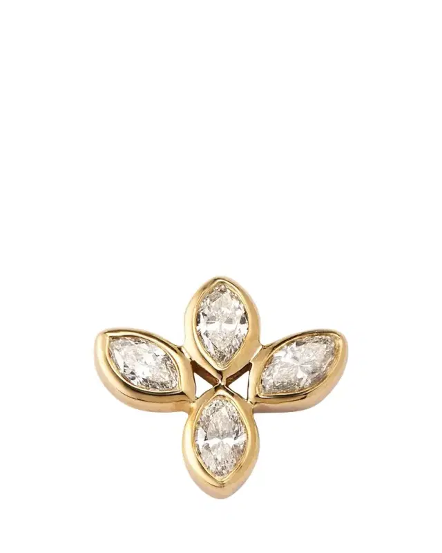 Sydney Evan 14K Yellow Gold Marquise Diamond Flower Stud Earring, Single