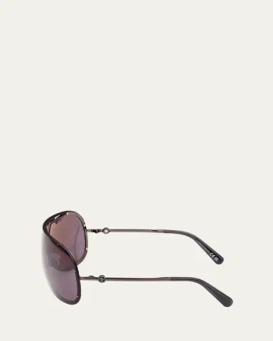 Moncler Gunmetal Logo Metal Alloy Shield Sunglasses | Thumbnail 3 Moncler Gunmetal Logo Metal Alloy Shield Sunglasses | Thumbnail 3