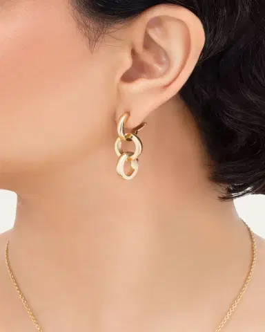 L. Klein Duetto 18k Yellow Gold Polished Triple Earrings | Thumbnail 2