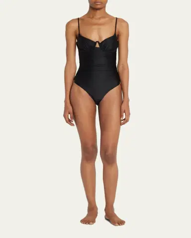 Simkhai Laine Draped Satin Underwire One-Piece Swimsuit | Thumbnail 2