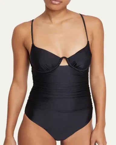 Simkhai Laine Draped Satin Underwire One-Piece Swimsuit | Thumbnail 4