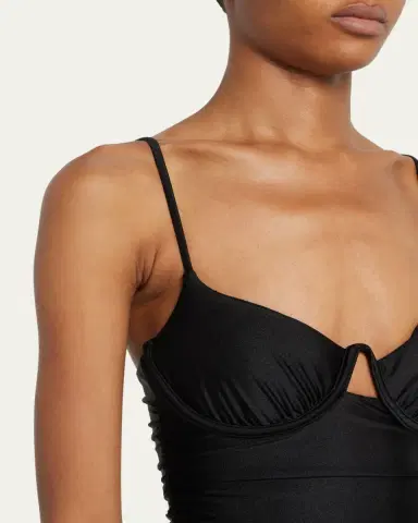 Simkhai Laine Draped Satin Underwire One-Piece Swimsuit | Thumbnail 5
