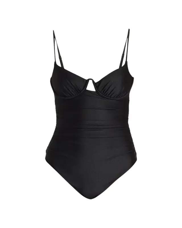 SIMKHAI Laine Draped Satin Underwire One-Piece Swimsuit
