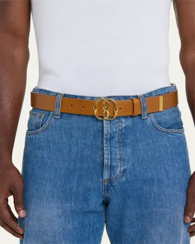 BALLY Men's Interlock Buckle Leather Belt | Thumbnail 2 BALLY Men's Interlock Buckle Leather Belt | Thumbnail 2