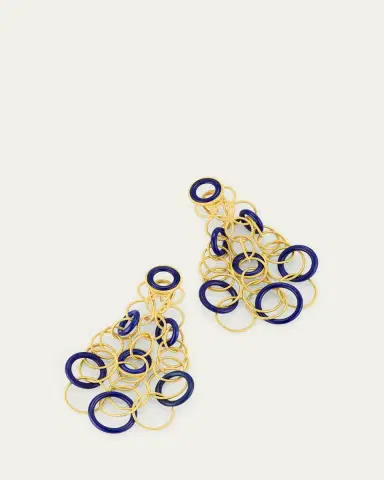 Buccellati Hawaii Color 18K Yellow Gold Lapis Lazuli Earrings, 7cm | Thumbnail 3