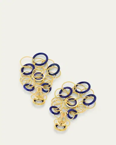 Buccellati Hawaii Color 18K Yellow Gold Lapis Lazuli Earrings, 7cm | Thumbnail 4