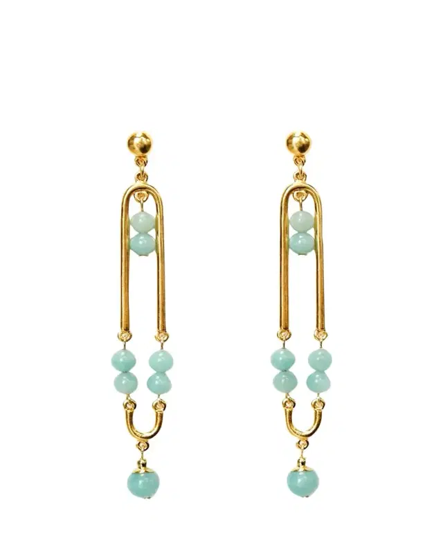 Ben-Amun Bead Statement Earrings, Green