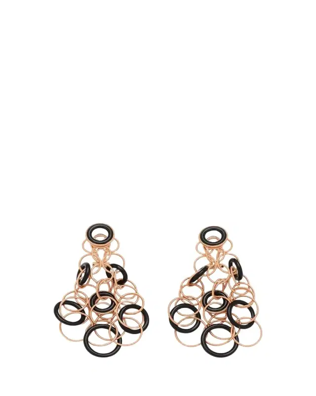 Buccellati Hawaii 18K Rose Gold & Onyx Pendant Earrings, 7cm