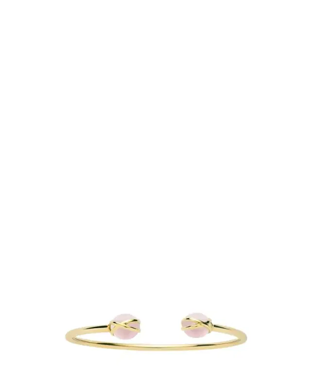 L. Klein Prisma 18k Gold Bangle Bracelet with Rose Quartz