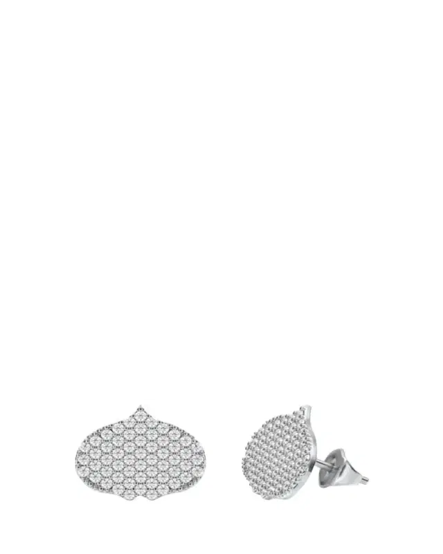 KAMAL Eye Adore Stud Earrings in Gold and White Diamonds, 12mm